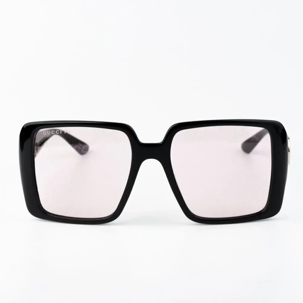 NEW Gucci GG1692S 006 Black Pink Mirror Logo Women Square Sunglasses GG 1692S